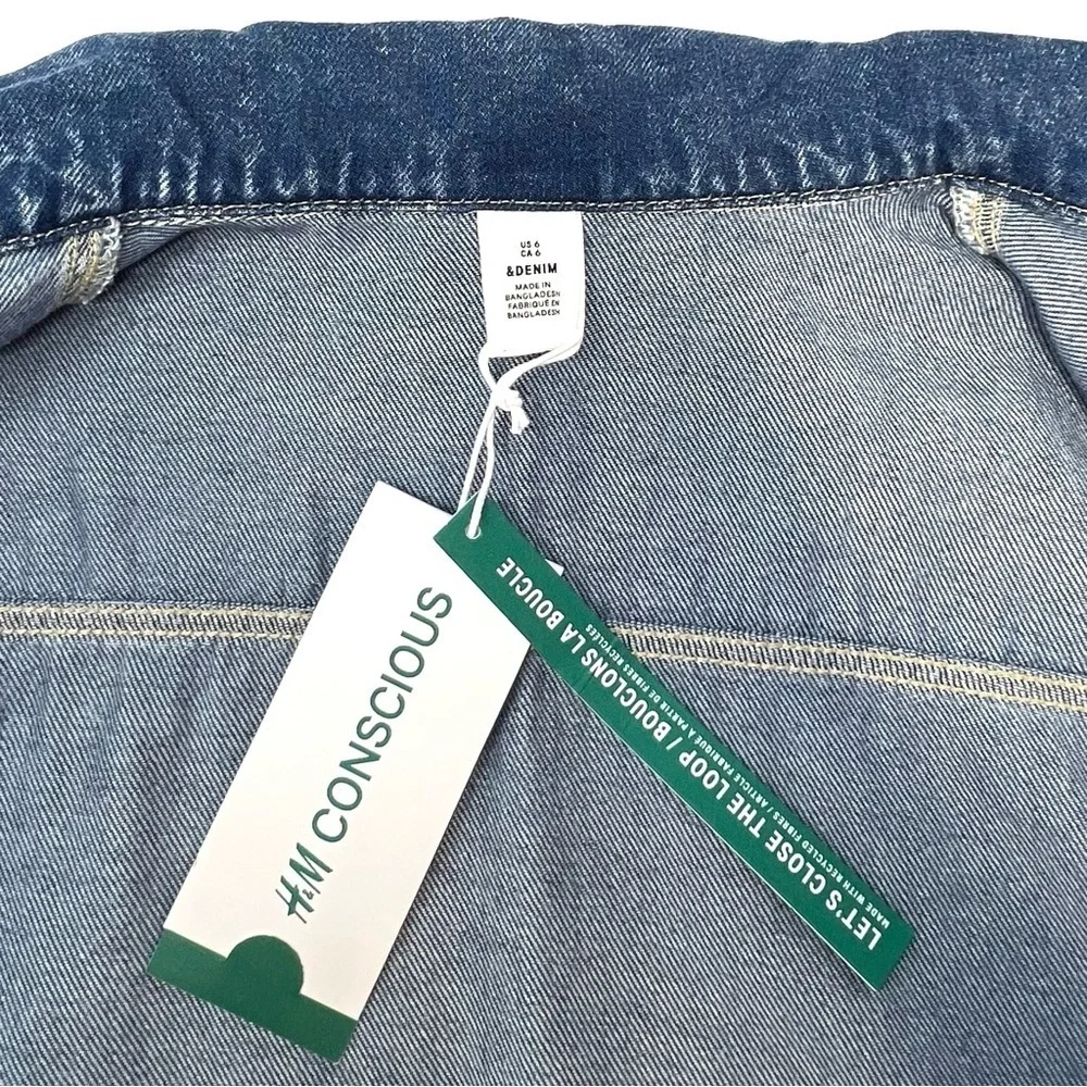 H&M Denim Boiler Jumpsuit Size 6 Sleeve Zip-Up Coveralls Blue Jeans Long New NWT
